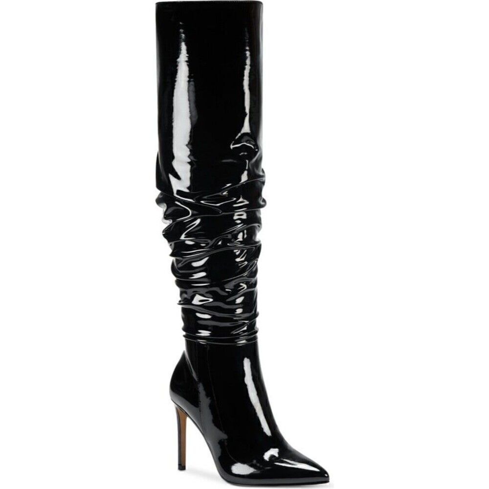INC Womens Iyonna Patent Slouchy Over-The-Knee Boots Black Patent 6 Medium